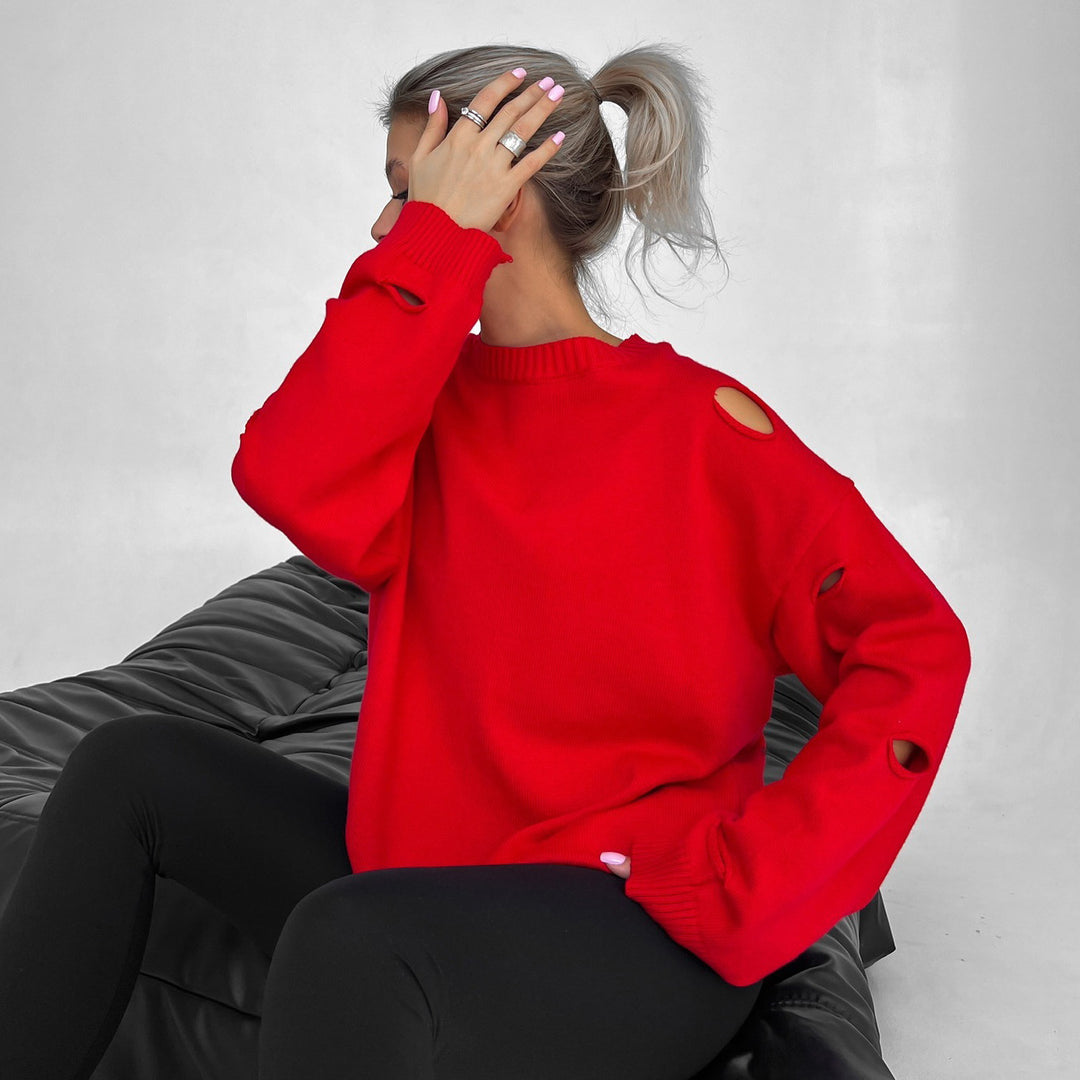 Damen Oversized Sweatshirt mit stylischen Riss-Details und weitem Schnitt Drune