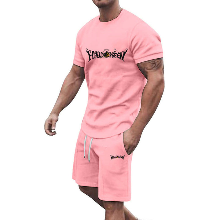 Herren lässiges Halloween-Set mit T-Shirt und Shorts Drune