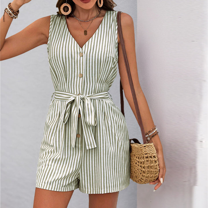 Damen lässiger Jumpsuit mit modischen Knopfdetaills und praktischem Taillengürtel Drune