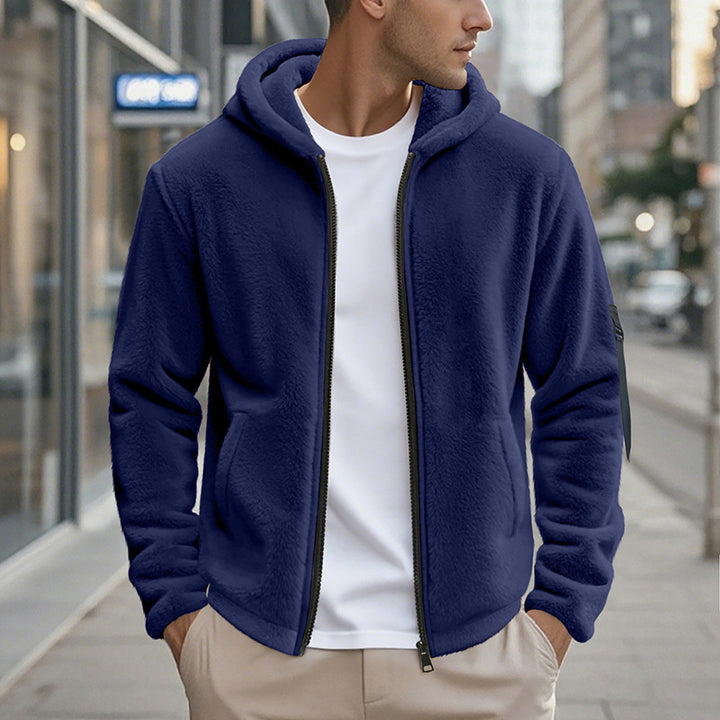 Herren Fleecejacke mit Kapuze und praktischen Taschen Drune