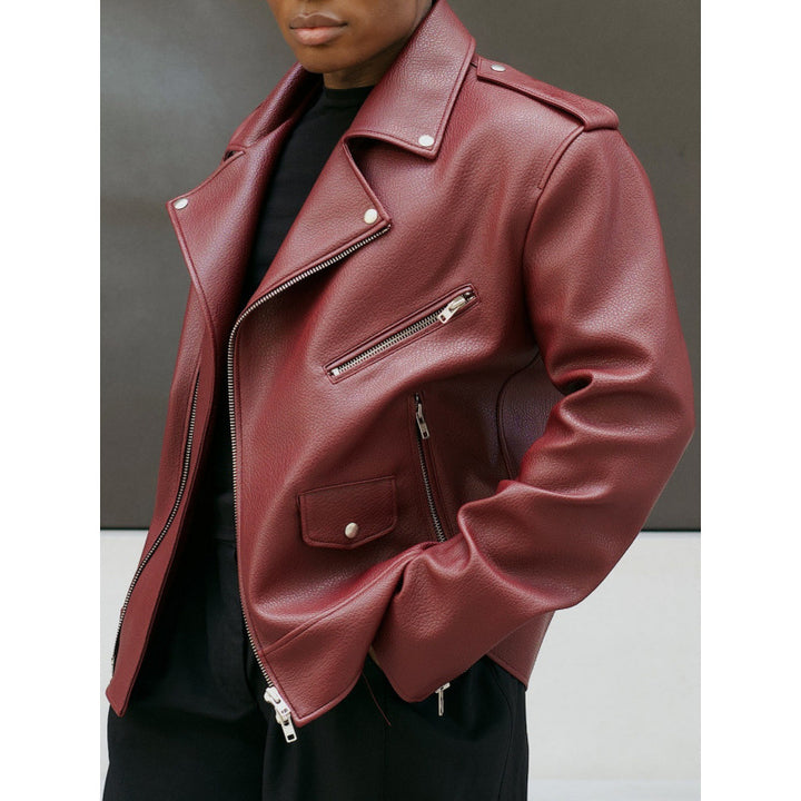 Damen modische Biker-Lederjacke mit asymmetrischem Reißverschluss Drune