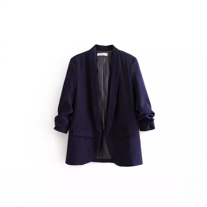 Damen eleganter Blazer mit gekrempelten Ärmeln und praktischen Taschen Drune