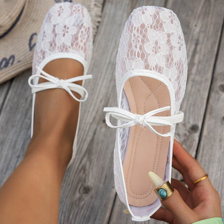 Damen elegante Ballerinas mit floralen Applikationen und rutschfester Sohle Drune