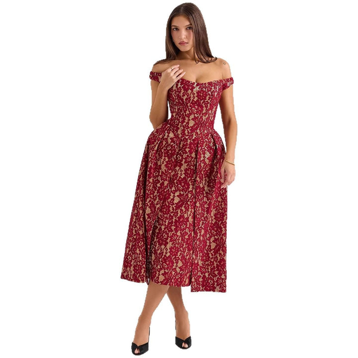 Damen Hochwertiges Spitzenkleid im eleganten A-Linien-Schnitt Drune