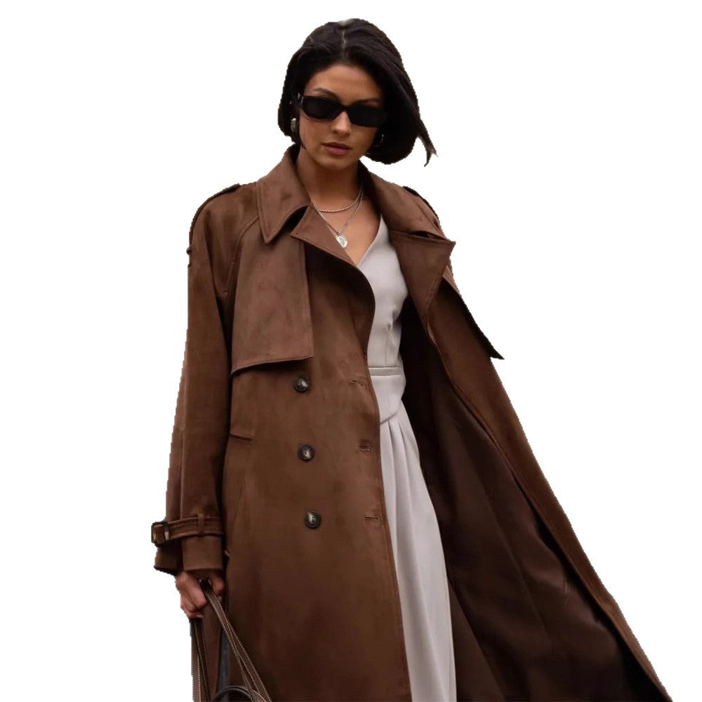Damen Stilvoller Trenchcoat mit weitem Schnitt und Gürtel Drune