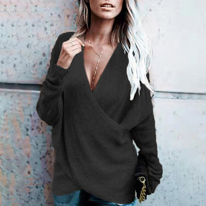 Damen Wickelstrickpullover Drune