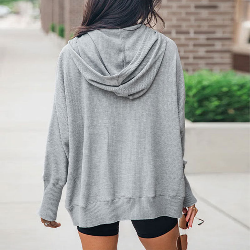 Damen Kapuzenpullover mit Knopfleiste und praktischen Taschen Drune