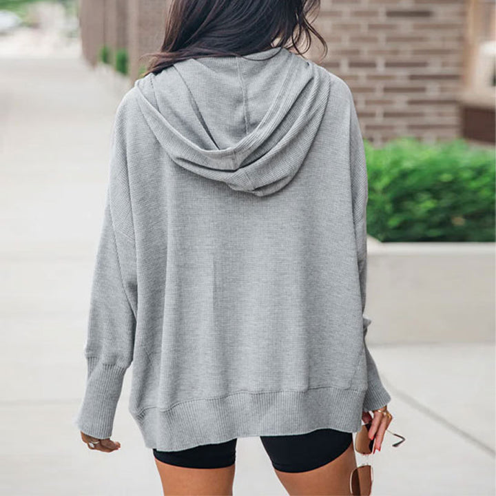 Damen Kapuzenpullover mit Knopfleiste und praktischen Taschen Drune