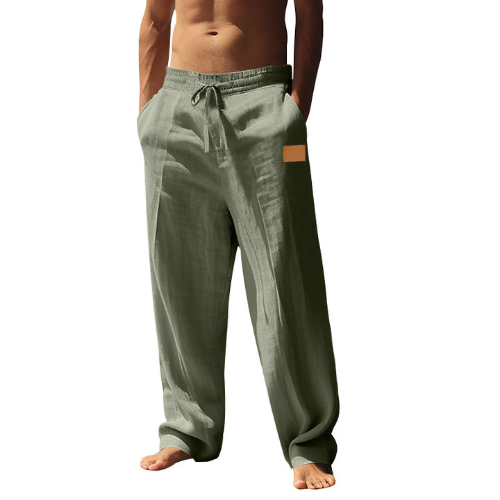 Herren nan extraweite Leinen-Relaxhose mit verstärktem Komfortbund, Kordelzug und tiefen Eingrifftaschen Drune