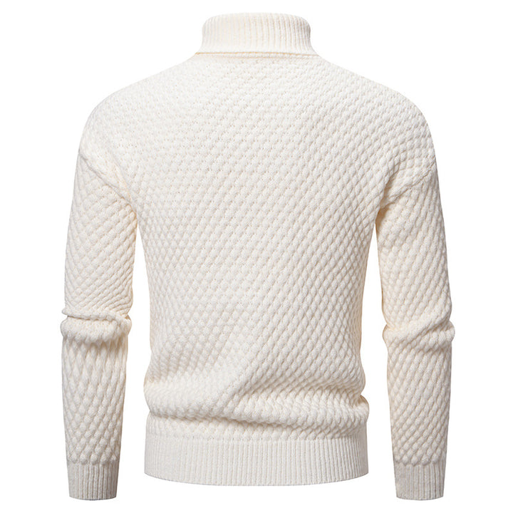 Herren Strickpullover mit hohem Kragen und strukturierter Oberfläche Drune