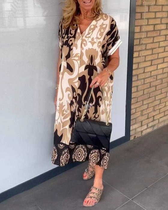 Frauen's Lebhaftes Gemustertes Kaftankleid Drune