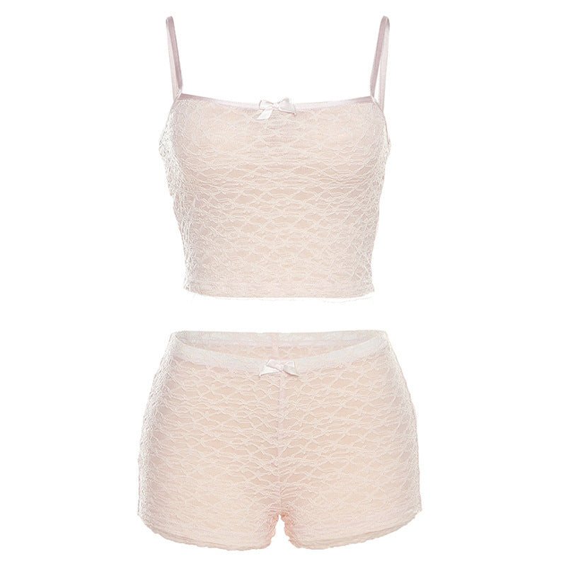Damen Loungewear Set aus zartem Spitzenmaterial Drune