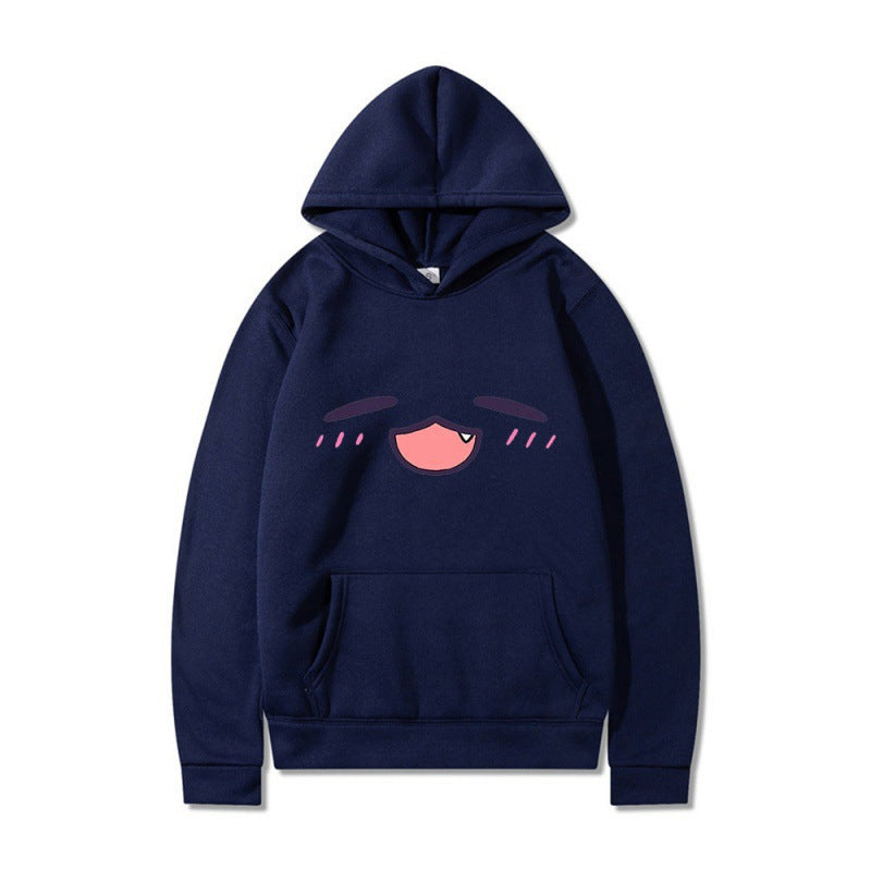 Damen Kapuzenpullover mit fröhlichem Cartoon-Gesicht und bequemer Passform Drune