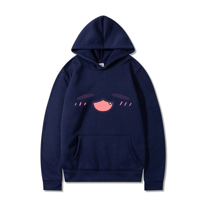 Damen Kapuzenpullover mit fröhlichem Cartoon-Gesicht und bequemer Passform Drune
