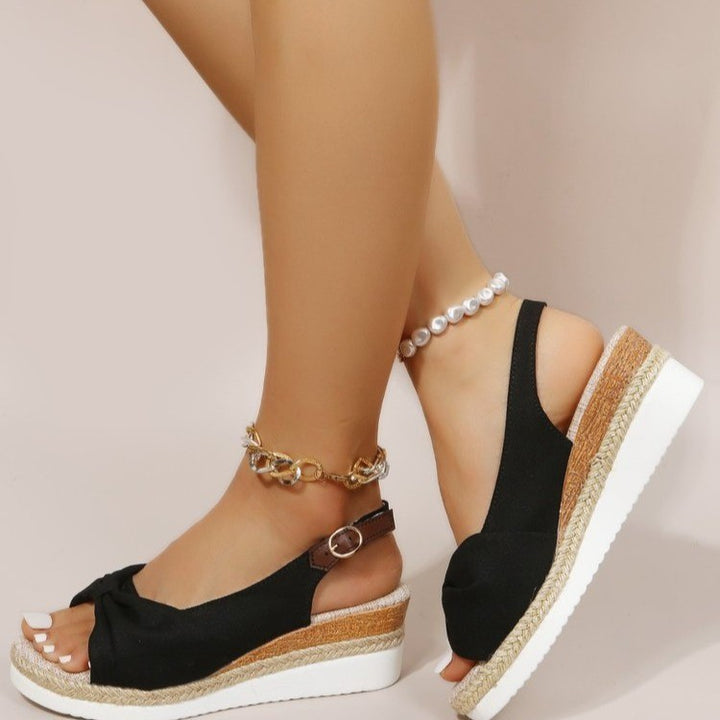 Damen Wedge-Sandalen mit modischem Knoten-Design und komfortabler Sohle Drune