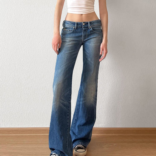 Damen Flared Jeans mit hohem Bund und distressed Design Drune