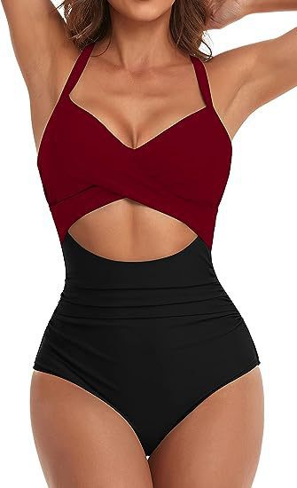 Damen Cut-Out Badeanzug mit Kreuzgurt Drune