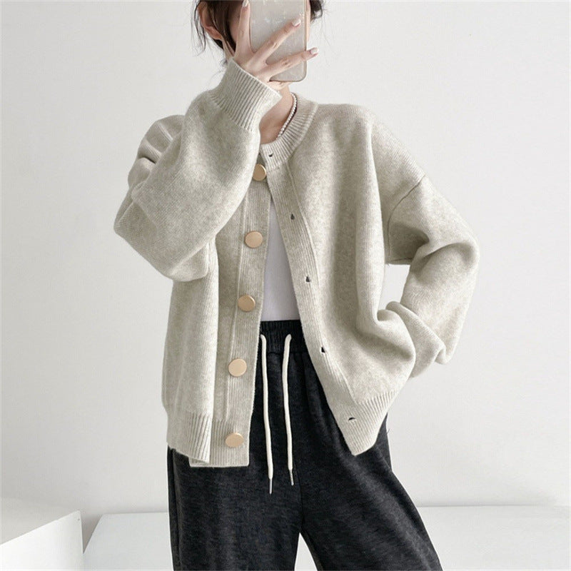 Damen Kuscheliger Strickcardigan mit Knopfdesign und feiner Textur Drune