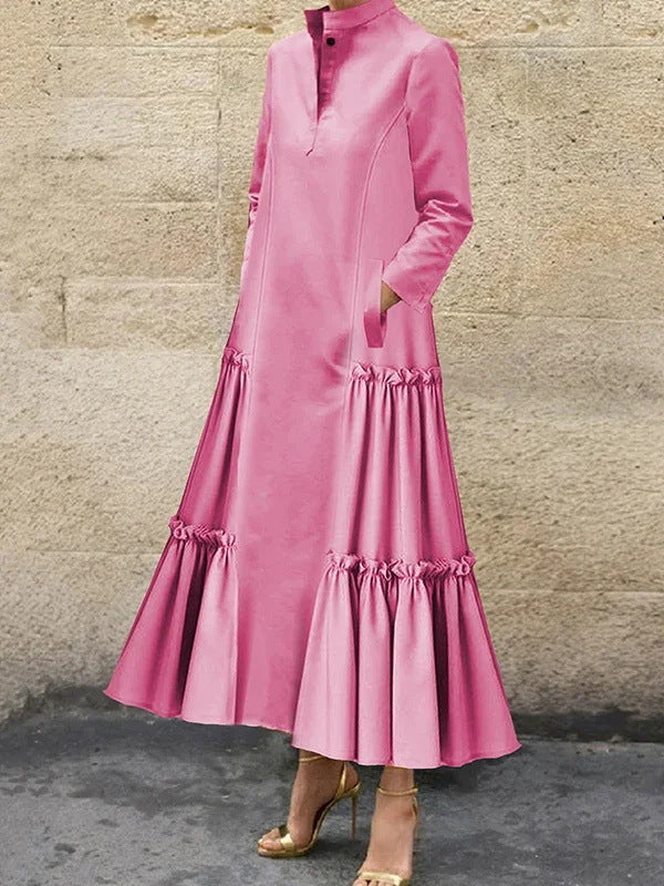 Damen Elegantes Maxikleid mit Rüschensaum Drune