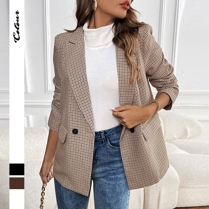 Damen Karojacke mit elegantem Schnitt und praktischen Taschen Drune