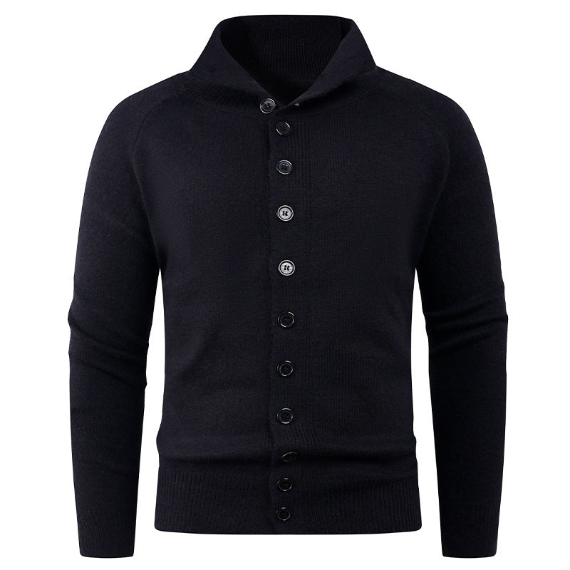 Herren Strickpullover mit hohem Kragen und Knopfverschluss Drune