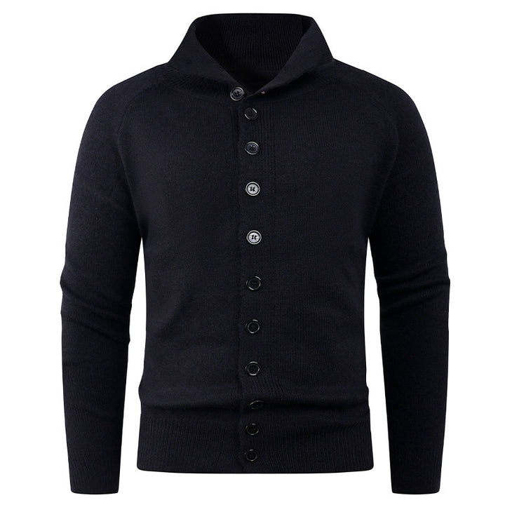 Herren Strickpullover mit hohem Kragen und Knopfverschluss Drune