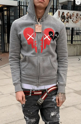 Herren Kapuzenjacke mit auffälligem Herzmotiv Drune