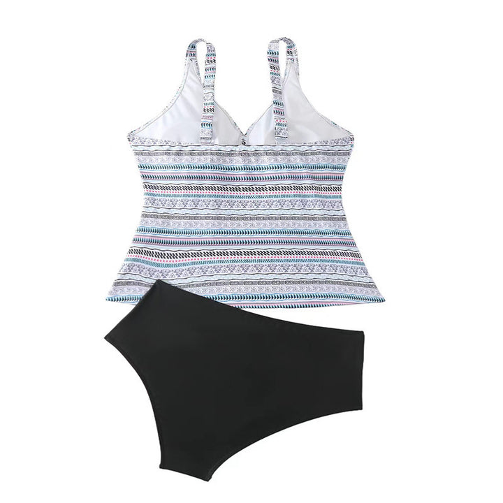Damen Tankini mit modischem Streifenmuster und dekorativem Detail Drune