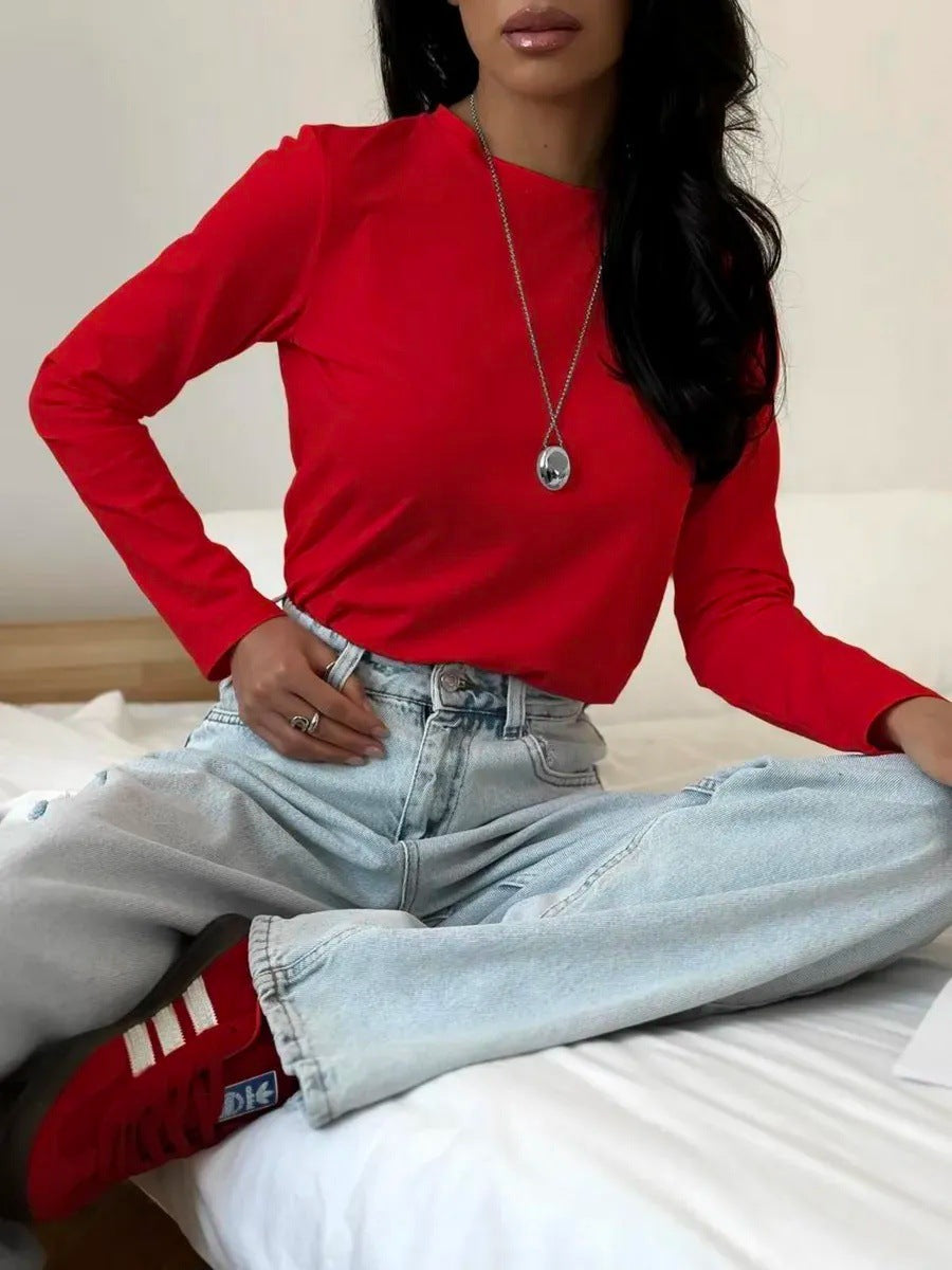 Damen Langarmshirt mit körperbetontem Schnitt und modischem Design Drune