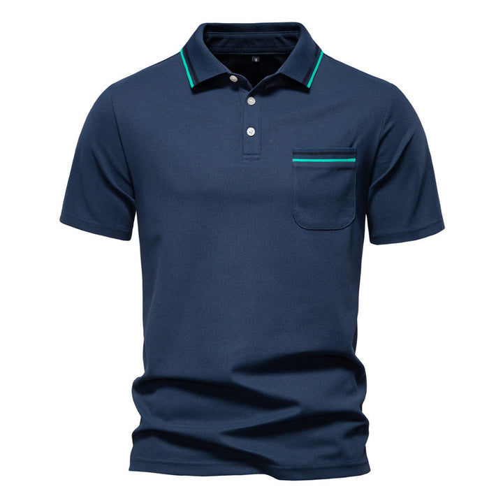 Herren nan modernes Poloshirt mit aufgesetzter Brusttasche und Kontrastbesatz am Polokragen Drune