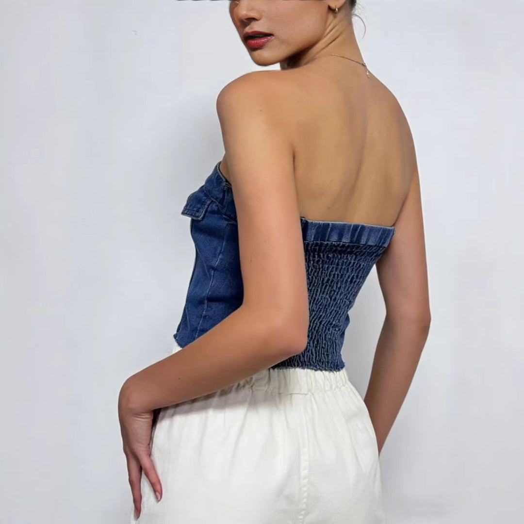 Damen Jeans Bustier Top Drune