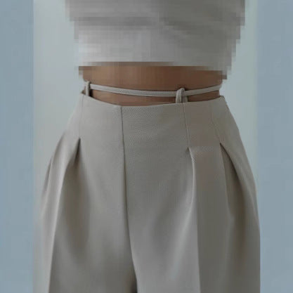Damen High-Waist Chinohose mit dekorativem Bindeband Drune