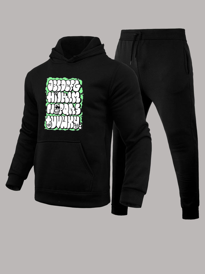 Herren Kapuzenpullover und Jogginghose Set mit auffälligem Grafiken Drune
