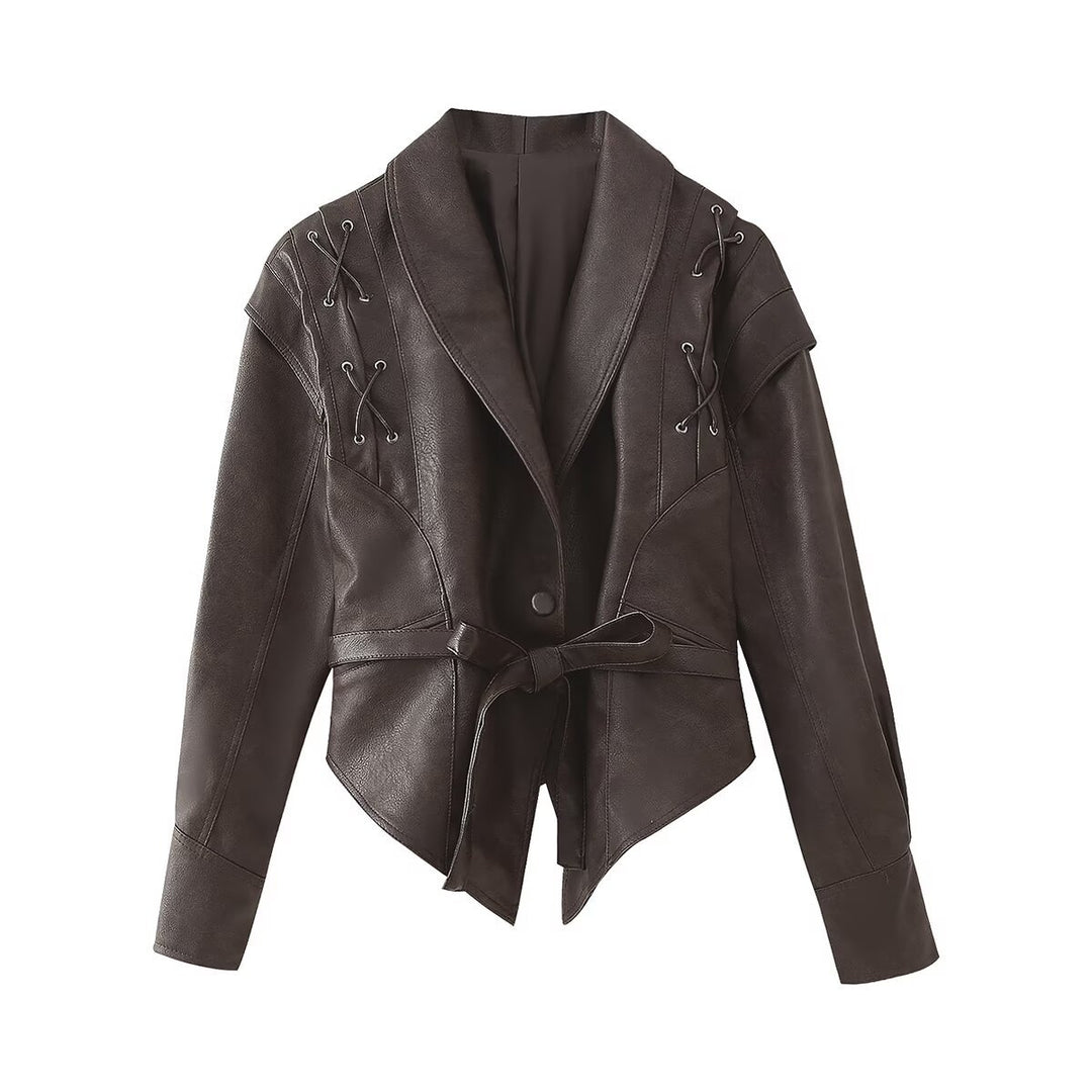 Damen Bikerjacke mit raffinierten Schnürdetails und tailliertem Schnitt Drune