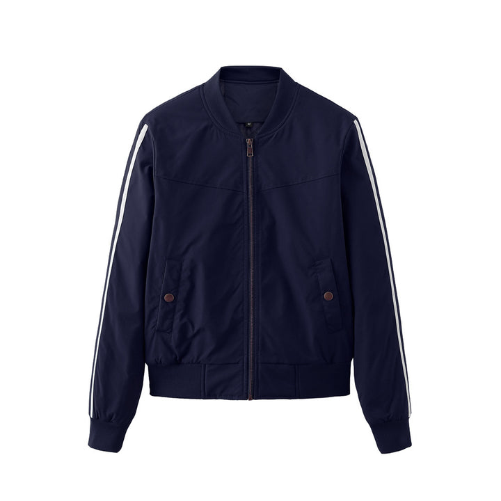 Damen sportliche Bomberjacke mit modischen Seiteneinsätzen und elastischen Bündchen Drune