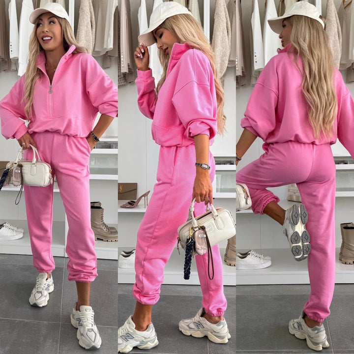Damen sportliches Fleece Hoodie und Jogginghose Set Drune