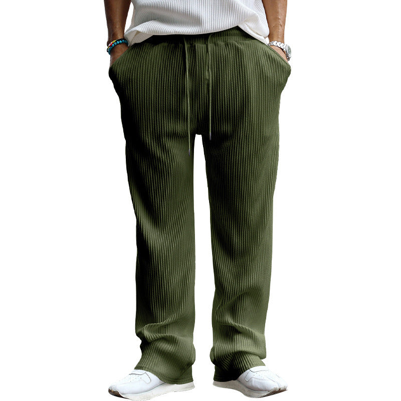 Herren lässige Freizeithose mit elastischem Bund und gepunktetem Textilmuster Drune