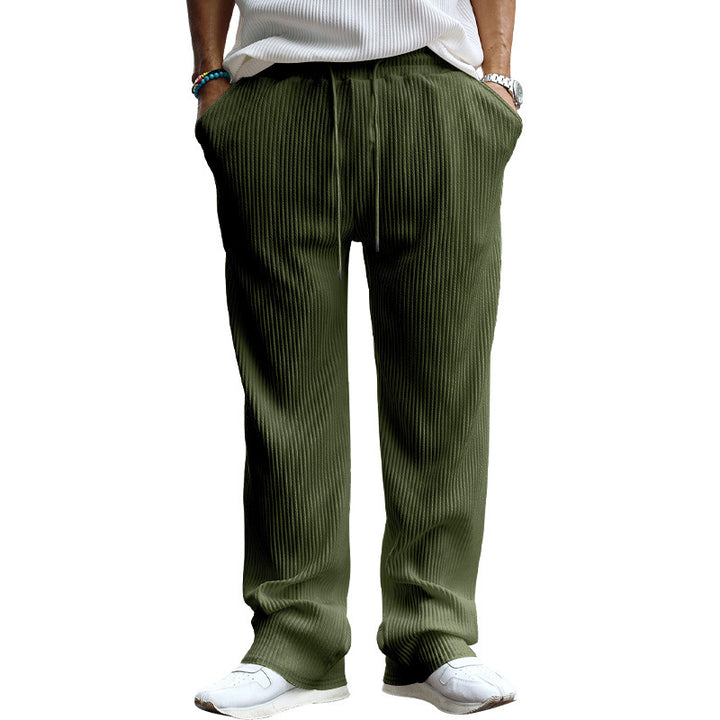Herren lässige Freizeithose mit elastischem Bund und gepunktetem Textilmuster Drune