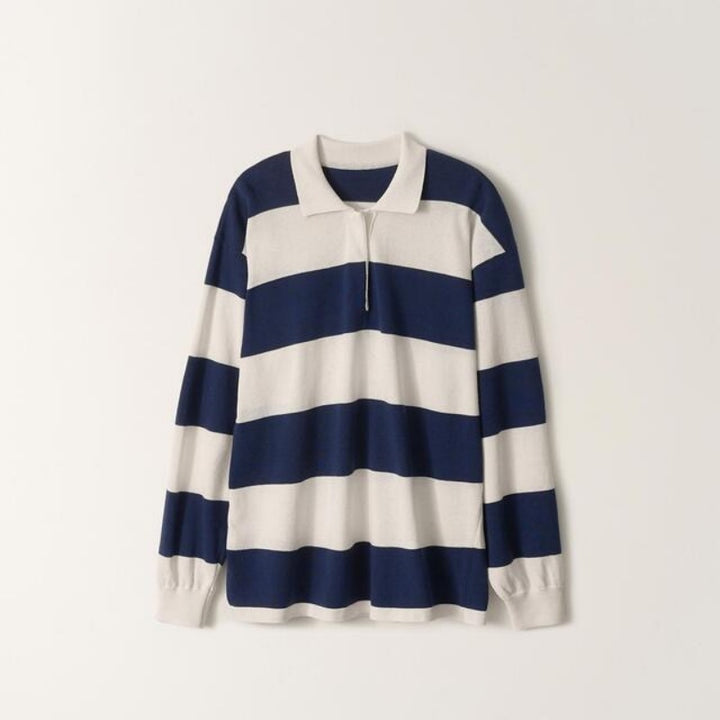 Damen Lässiges Poloshirt mit gestreiftem Design und langem Arm Drune