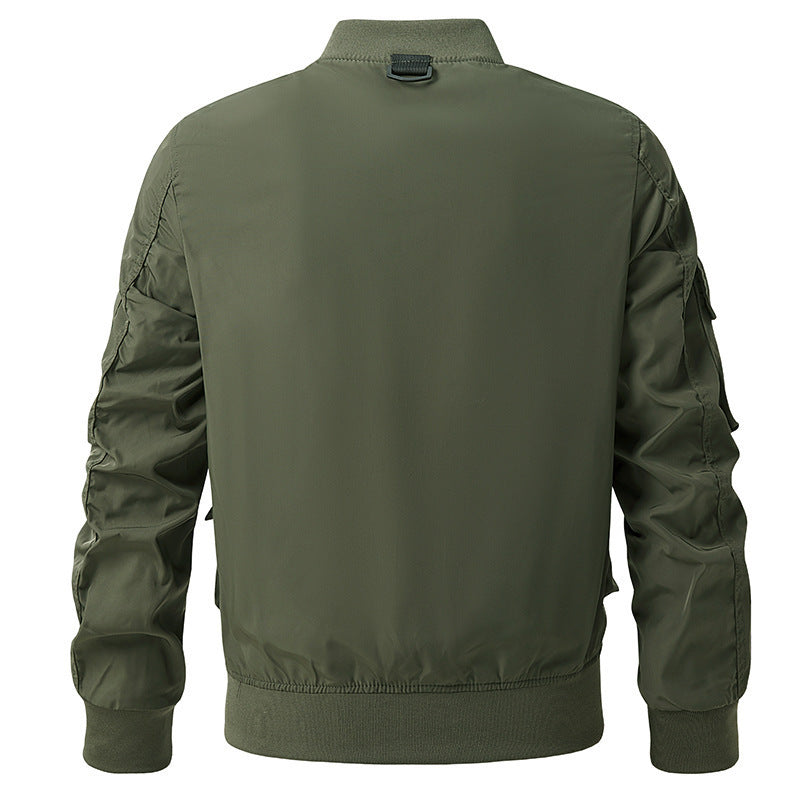 Herren nan leichte Multitaschen-Bomberjacke im Pilotstil mit taktischen Schnallen, wasserabweisendem Nylon und elastischem Bund Drune