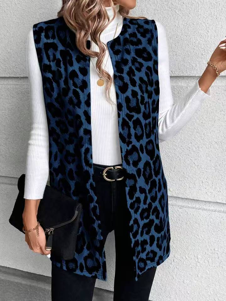 Damen Mode Weste mit Leopardenmuster Drune
