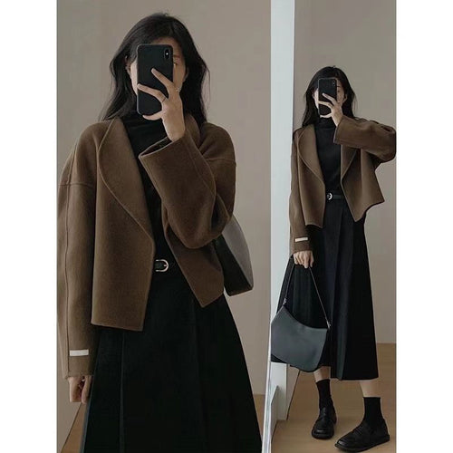 Damen Modische Kurzjacke mit schickem Schnitt und detailreichen Nähten Drune