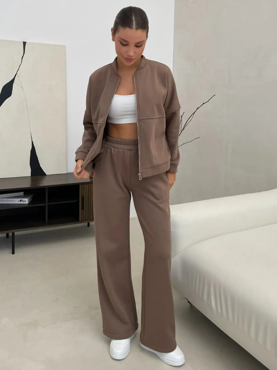 Damen Sportliches Lounge-Set mit kuscheliger Jacke und bequemen Hosen Drune
