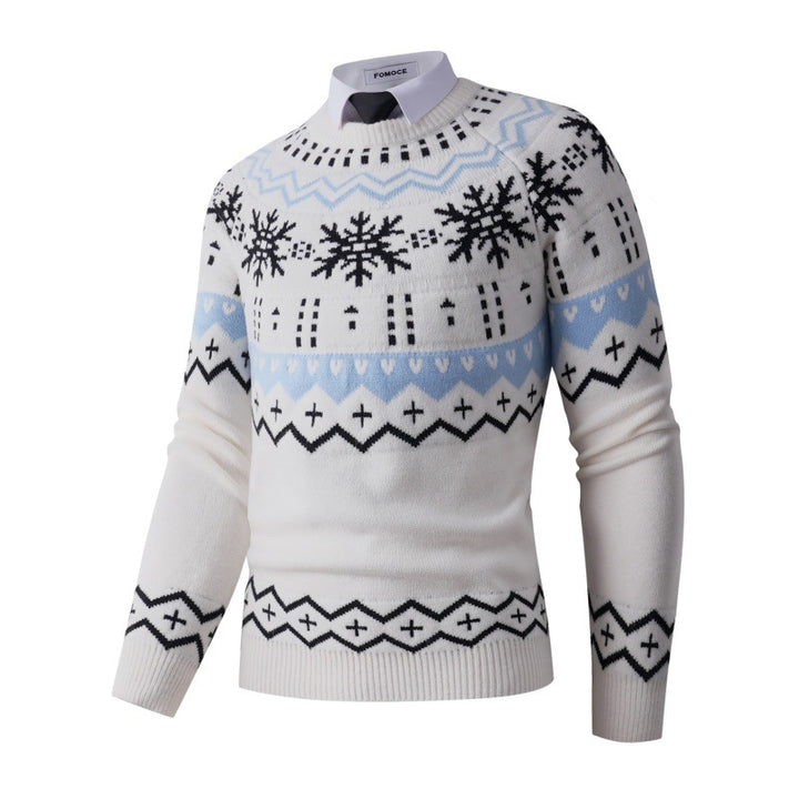 Herren modischer Strickpullover mit kreativem Schneemuster Drune