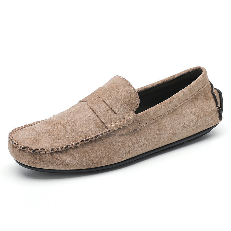 Herren elegante Veloursleder-Mokassin Fahrerhalbschuhe mit handgenähter Vordernaht und flexibler Gummiprofilsohle Drune