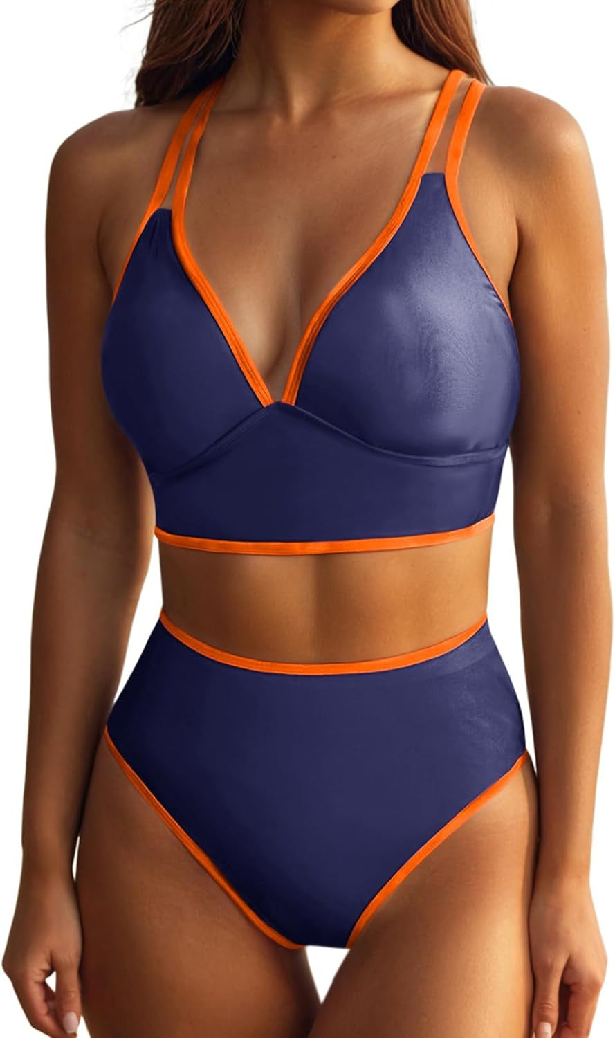 Damen Bikini-Set mit elegantem Hochgeschnittenen Höschen und verstellbaren Trägern Drune