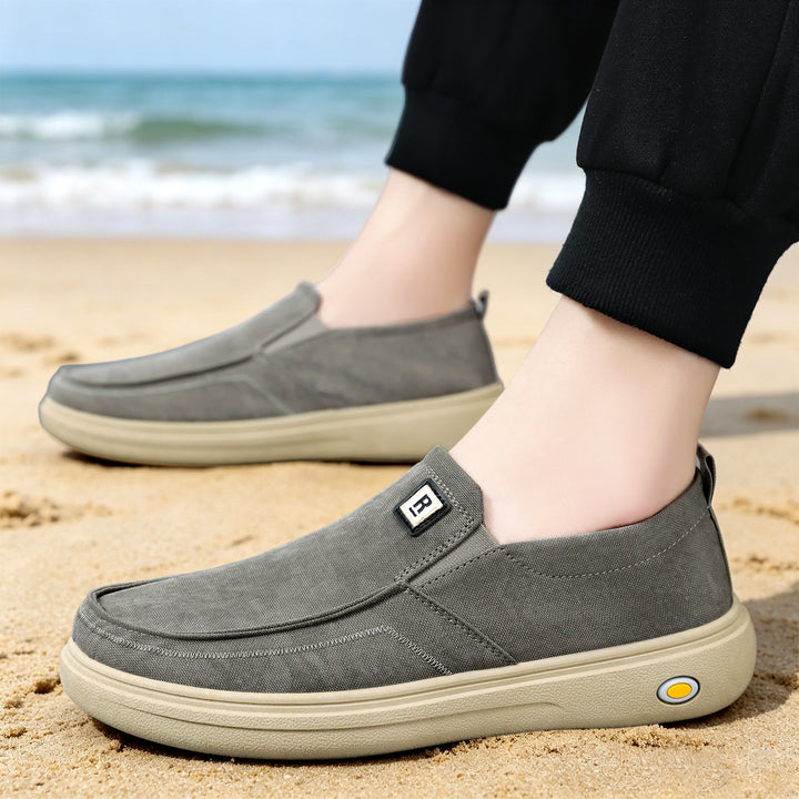 Herren nan lässiger Canvas-Slip-On Freizeitschuh mit Memory-Fußbett und stoßdämpfender Gummisohle Drune