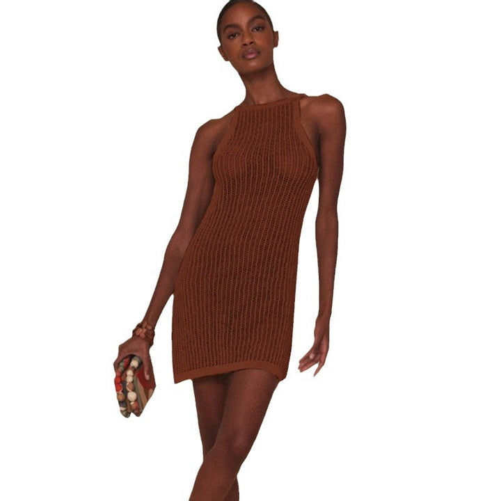 Damen lässiges Häkelkleid im minimalistischen Stil Drune