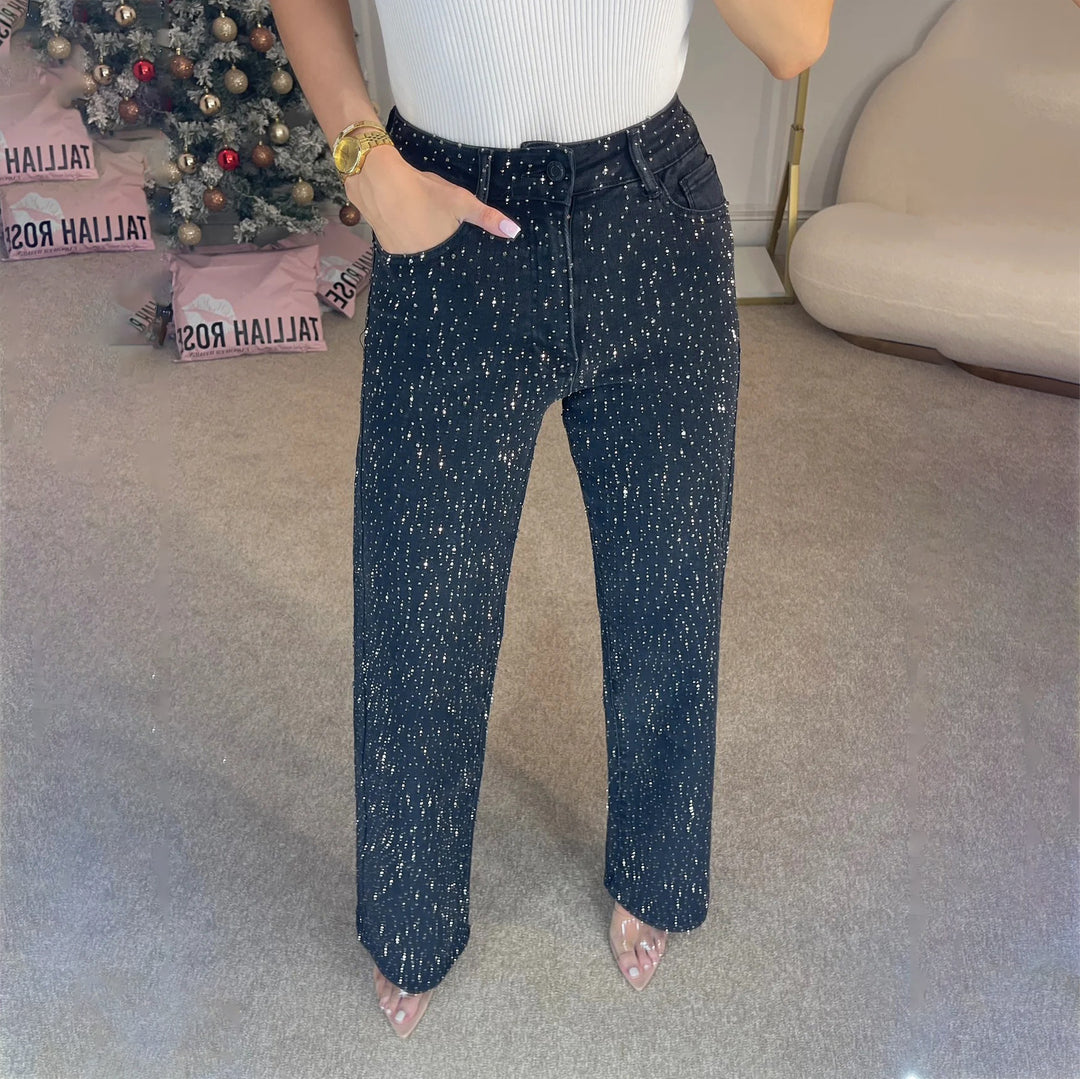 Damen Jeans mit glitzernden Applikationen und lässigem Schnitt Drune