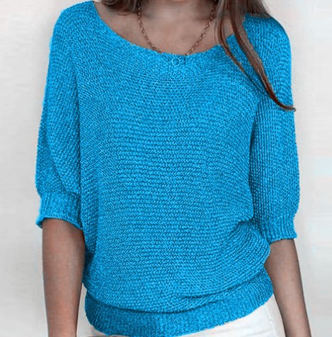 Damen nan legerer kastiger Feinstrickpullover mit weitem Ausschnitt Drune